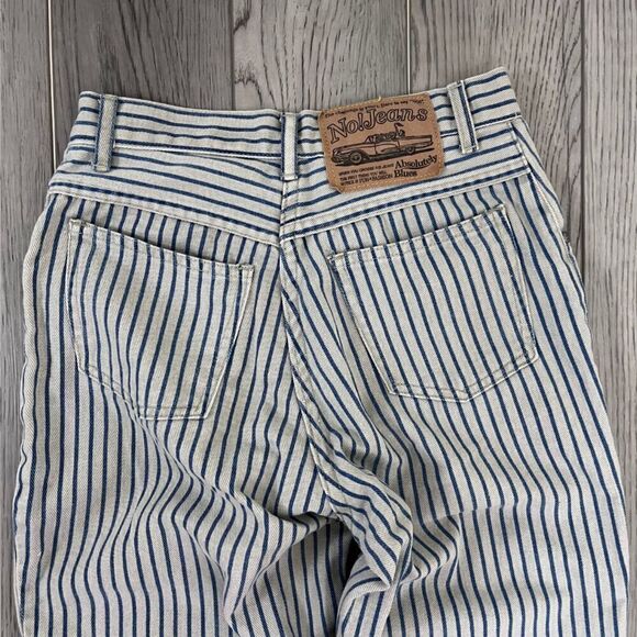 Vintage Absolutely Blue NO! Jeans Size 25 Denim Striped High Rise Cotton Retro - Picture 4 of 11